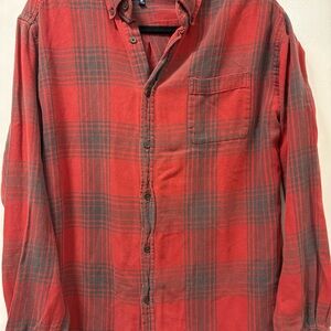 Croft & Barrow Red and Gray Plaid Button Down Shirt